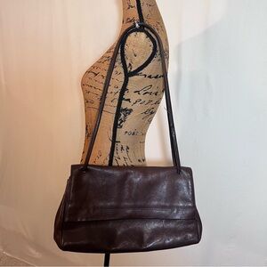 Valerie Stevens Brown Leather Shoulder Bag | Vintage Minimalist Hobo Handbag